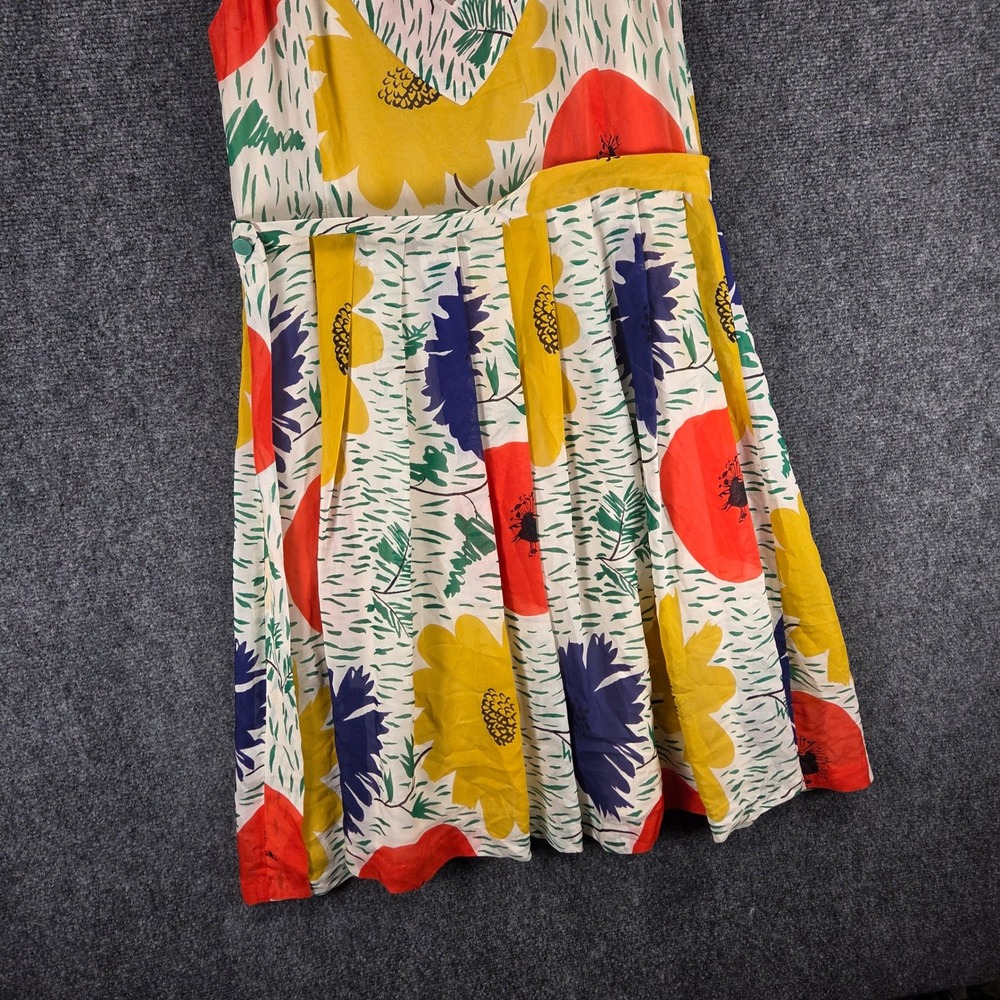 Girls from Savoy Anthropologie Silk Floral Poppy Fit and Flare Dress Size 10 - Picture 14 of 16